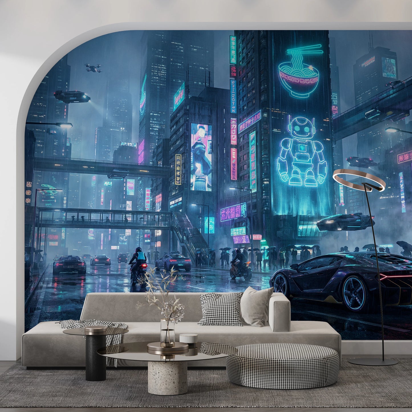 Neon Dreams Cityscape Wall Mural