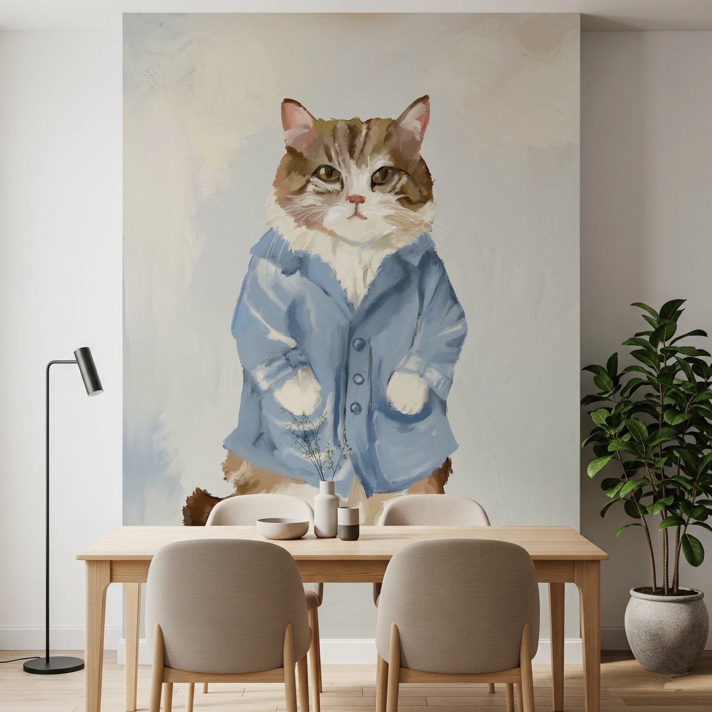 Sir James Blue Jacket Cat oil painting Wall Mural