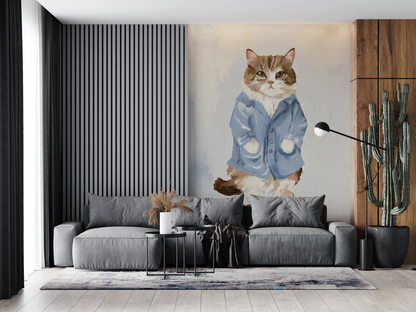 Sir James Blue Jacket Cat oil painting Wall Mural