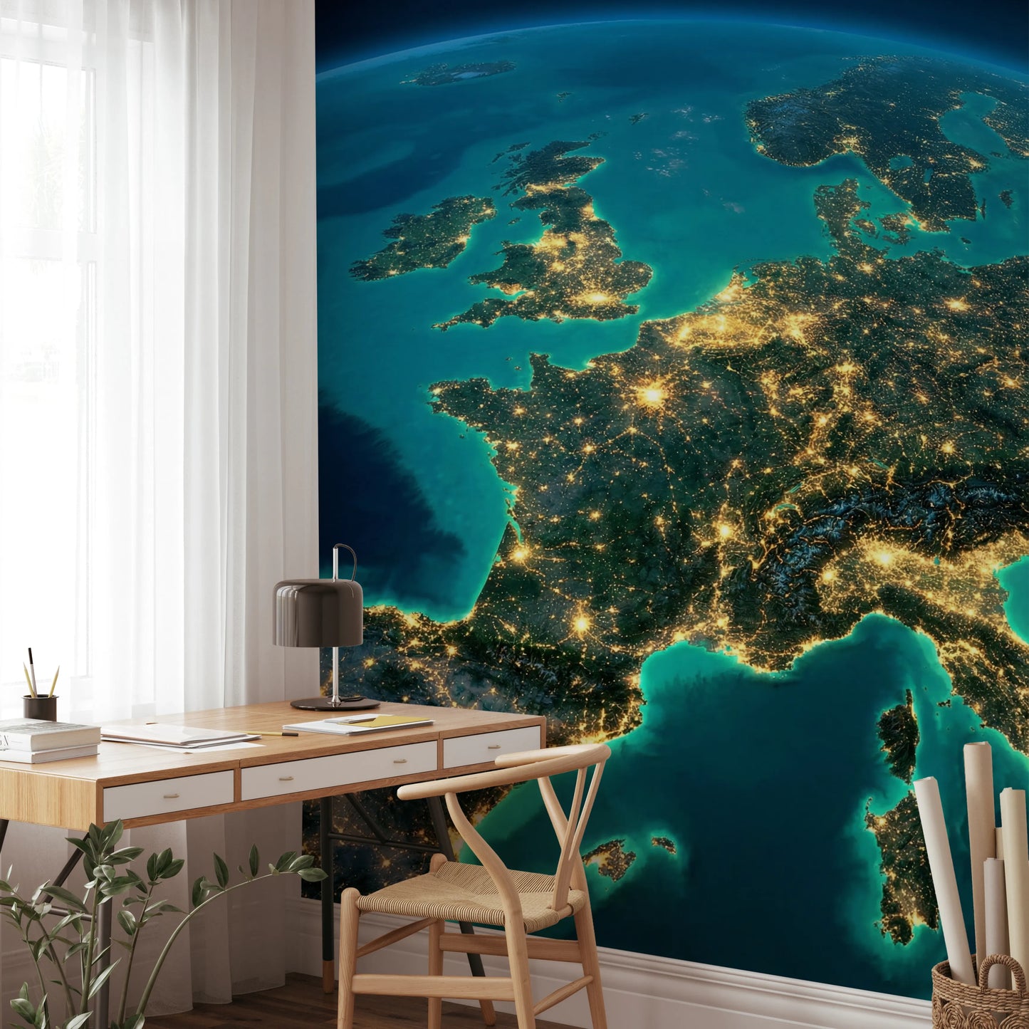 Europe at Night Wall Mural