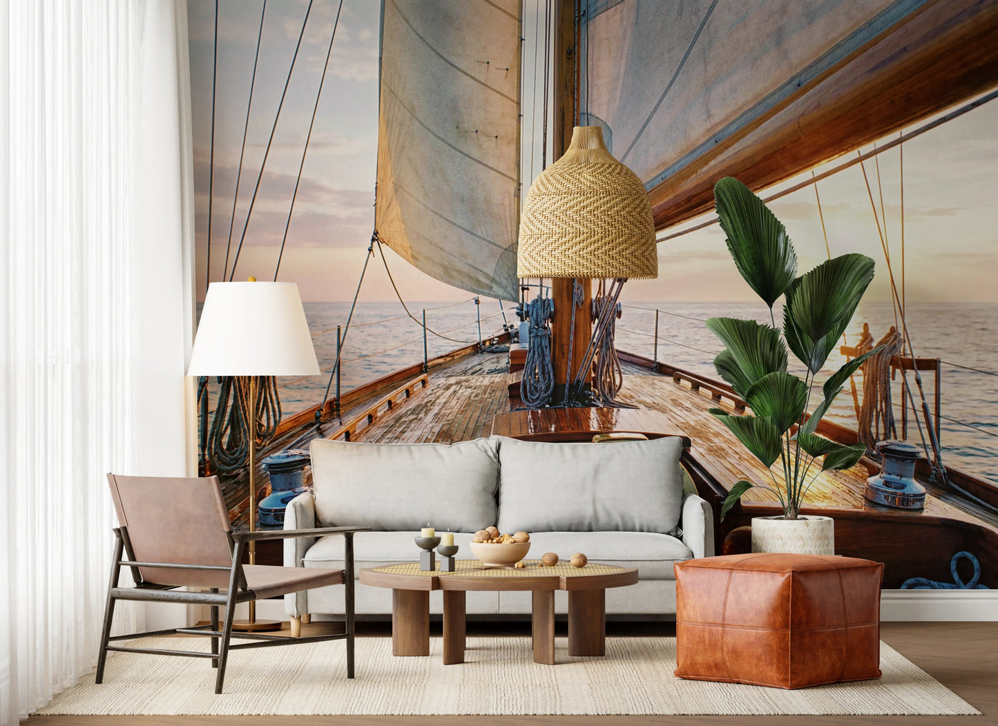 Sailing at Sunset Wall Mural