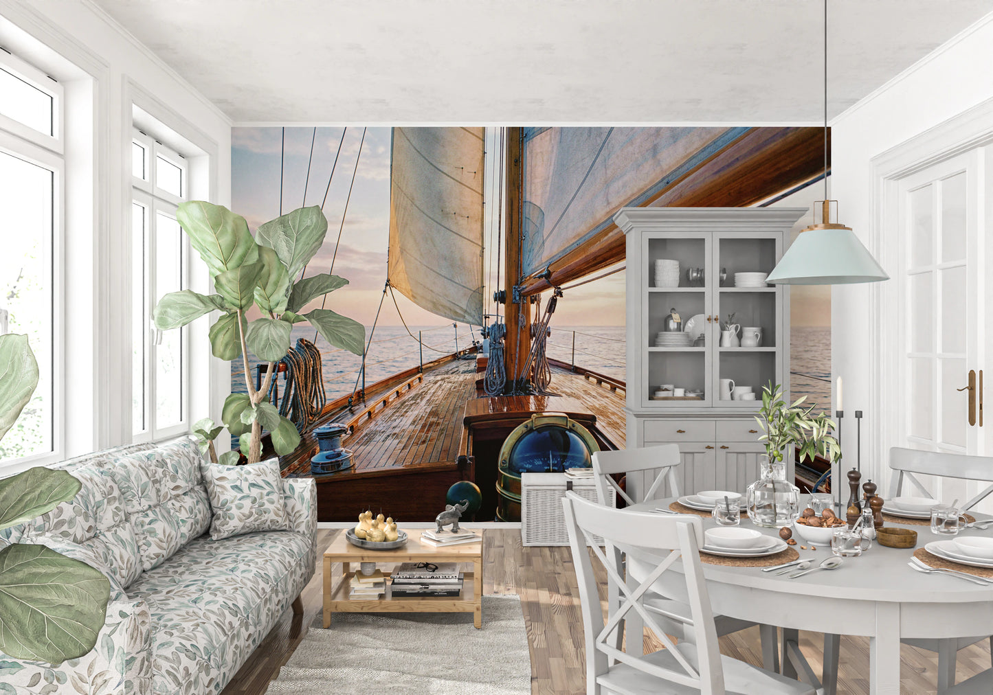Sailing at Sunset Wall Mural