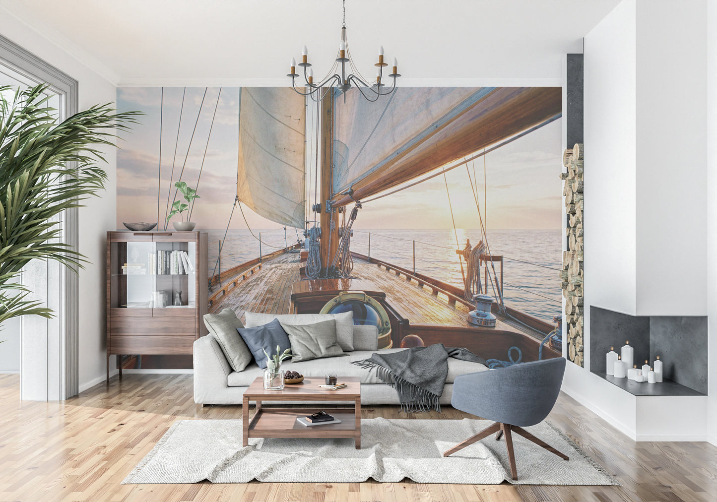 Sailing at Sunset Wall Mural