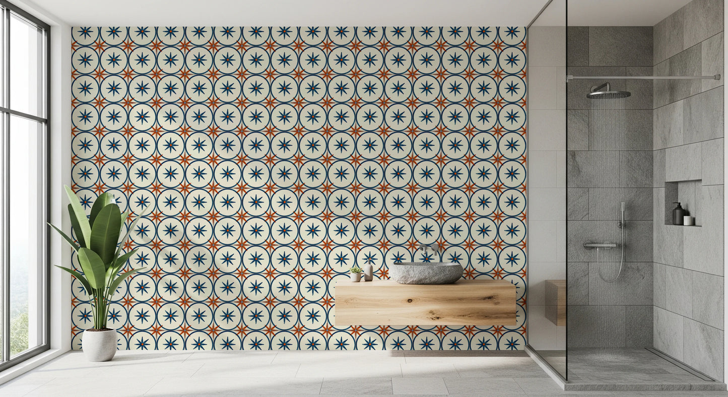 Farmhouse Timeless Backsplash Blue Wallpaper⁠
