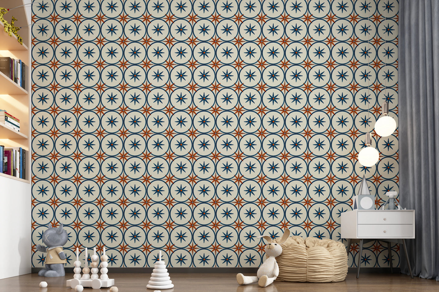 Farmhouse Timeless Backsplash Blue Wallpaper⁠