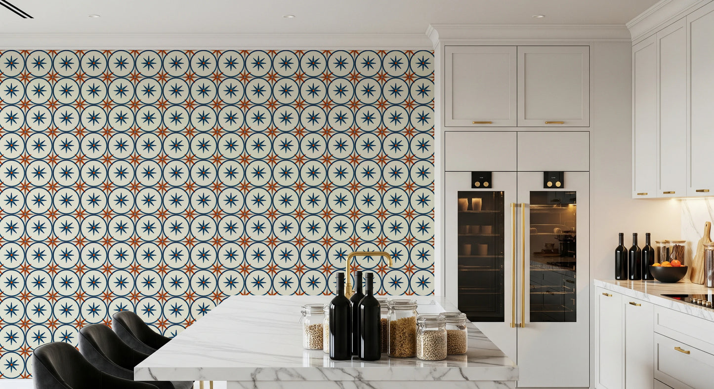 Farmhouse Timeless Backsplash Blue Wallpaper⁠