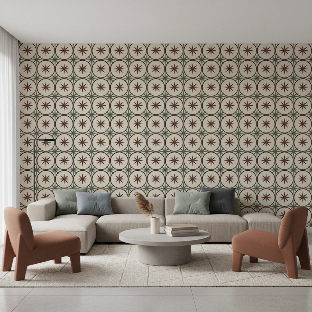 Farmhouse Timeless Backsplash Clay Wallpaper⁠