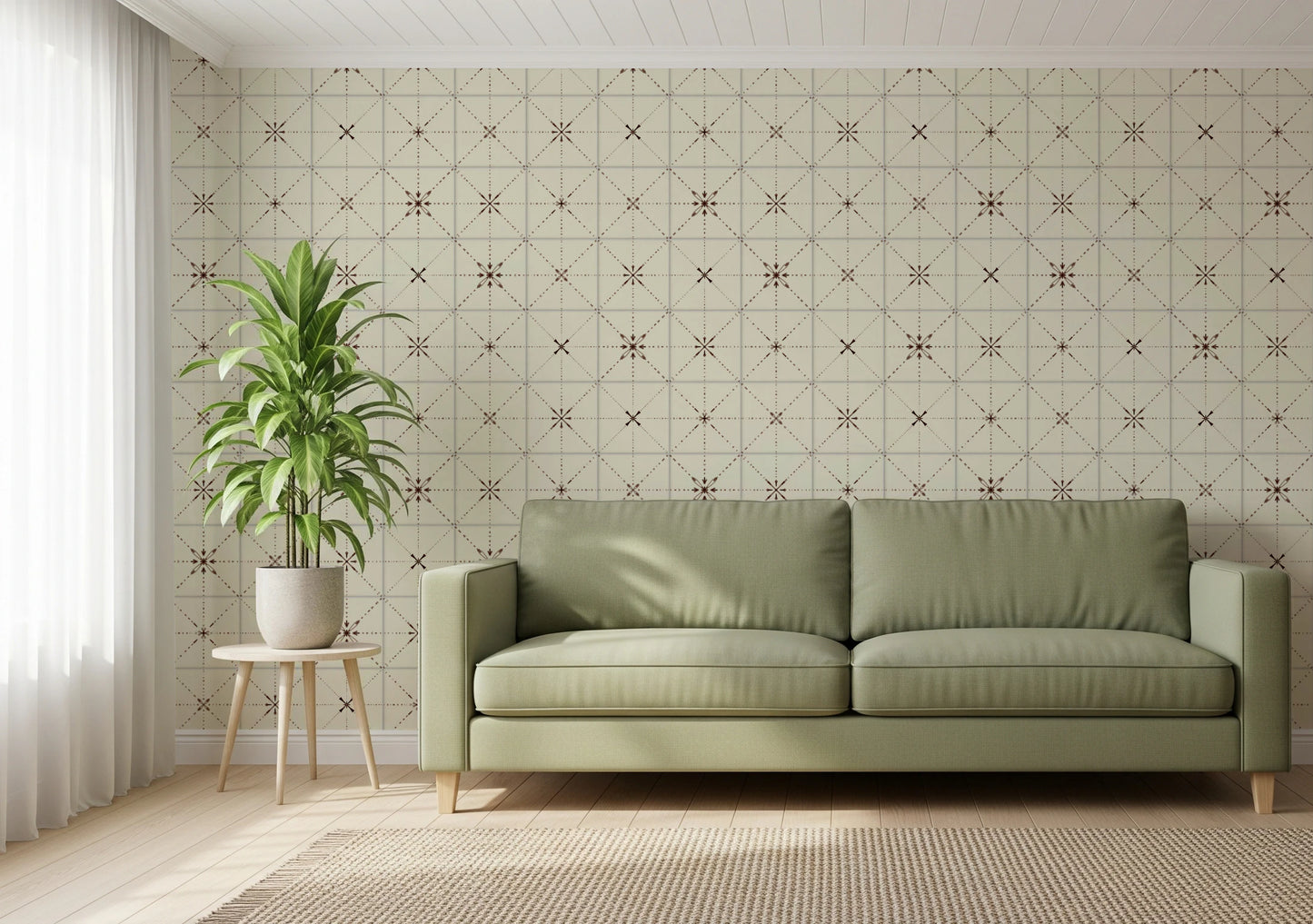 Farmhouse Delicate Backsplash Choco Wallpaper⁠