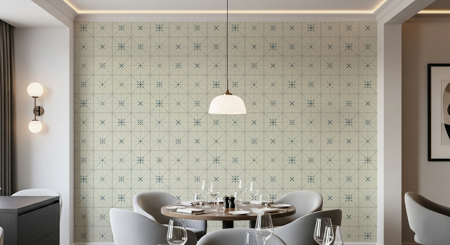 Farmhouse Delicate Backsplash Blue Wallpaper⁠