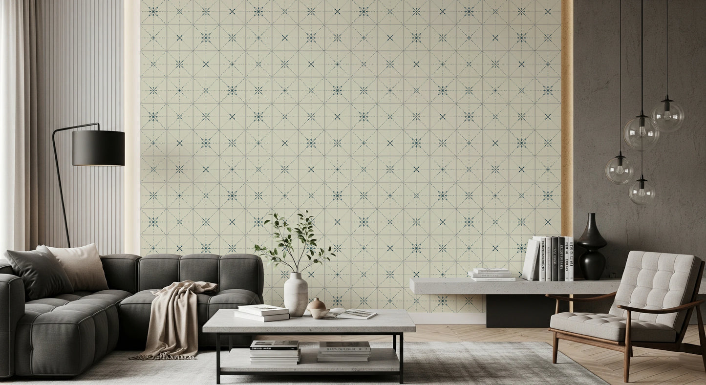 Farmhouse Delicate Backsplash Blue Wallpaper⁠