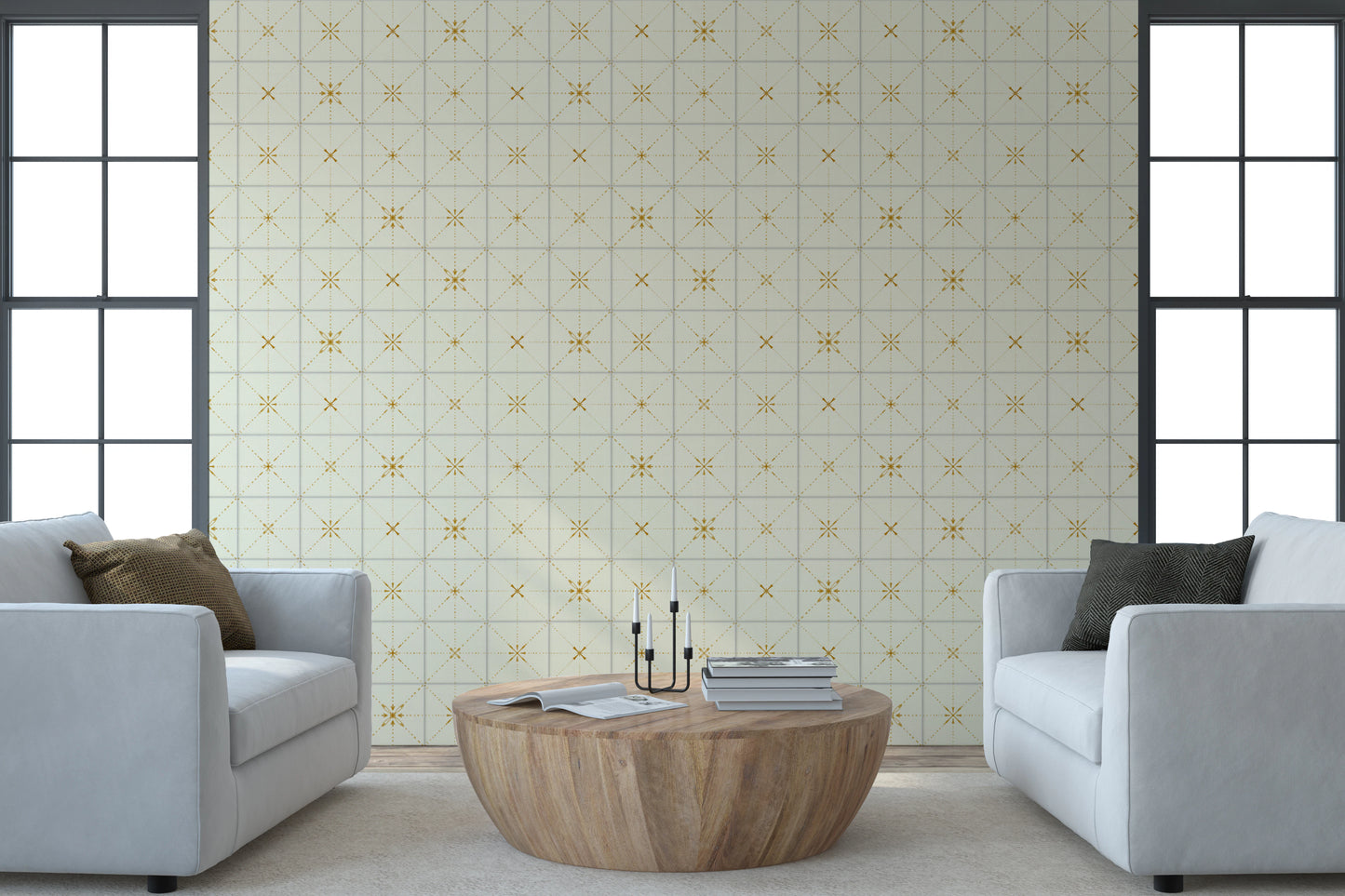 Farmhouse Delicate Backsplash Gold Wallpaper⁠