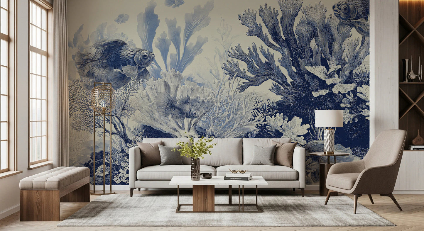 The Aquarium - Delft Blue Wall Mural