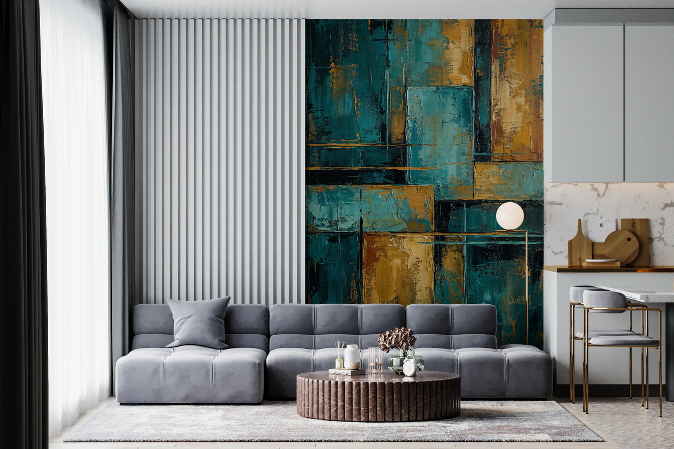 Gilded Blocks Wall Mural