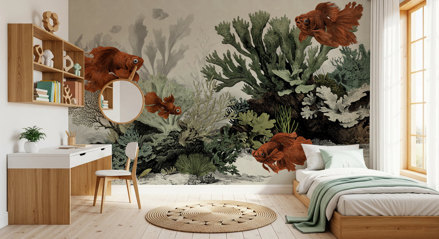 The Aquarium - Antique Paper Wall Mural
