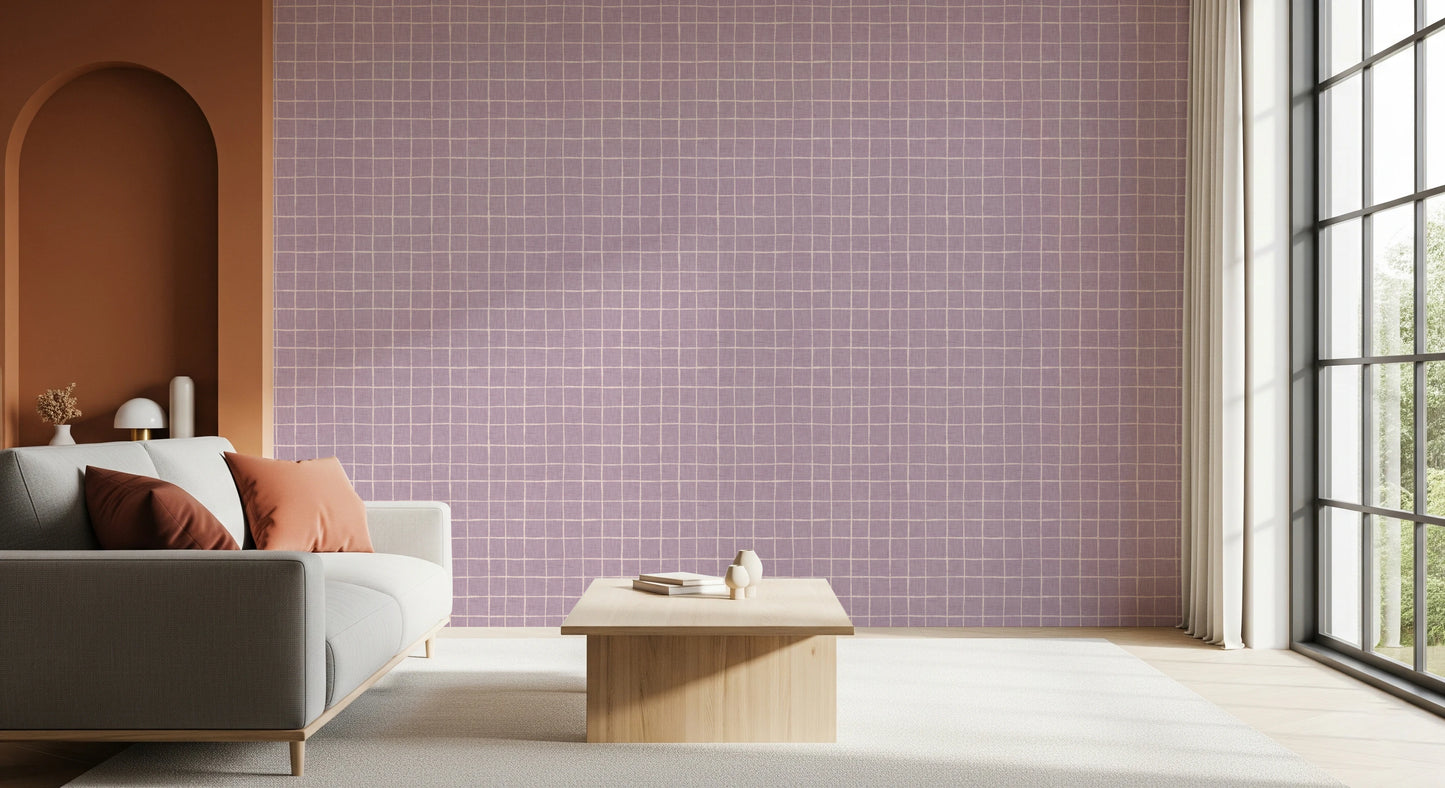 Lavender Linen Grid Wallpaper⁠