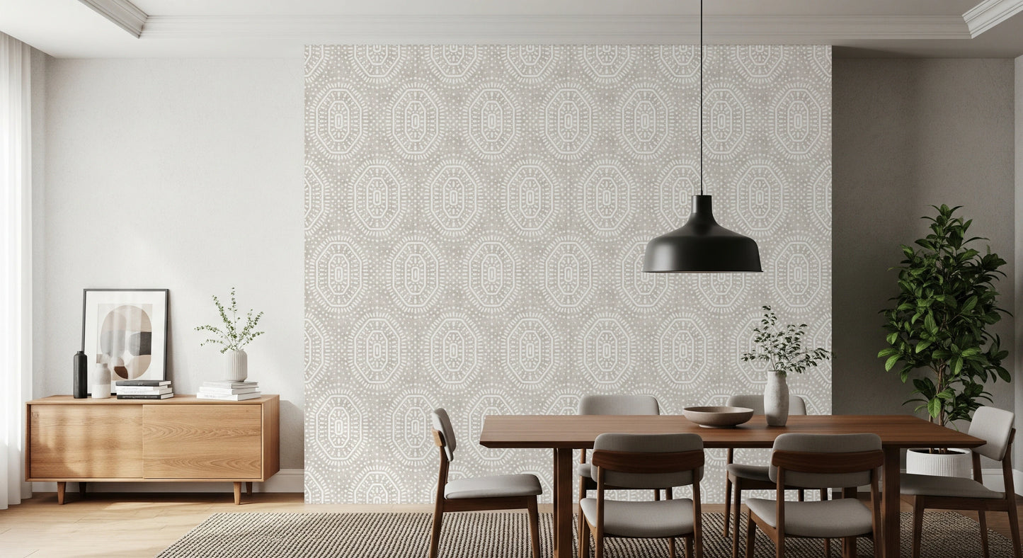 Boho Octagons Crochet Grunge Neutral Wallpaper⁠