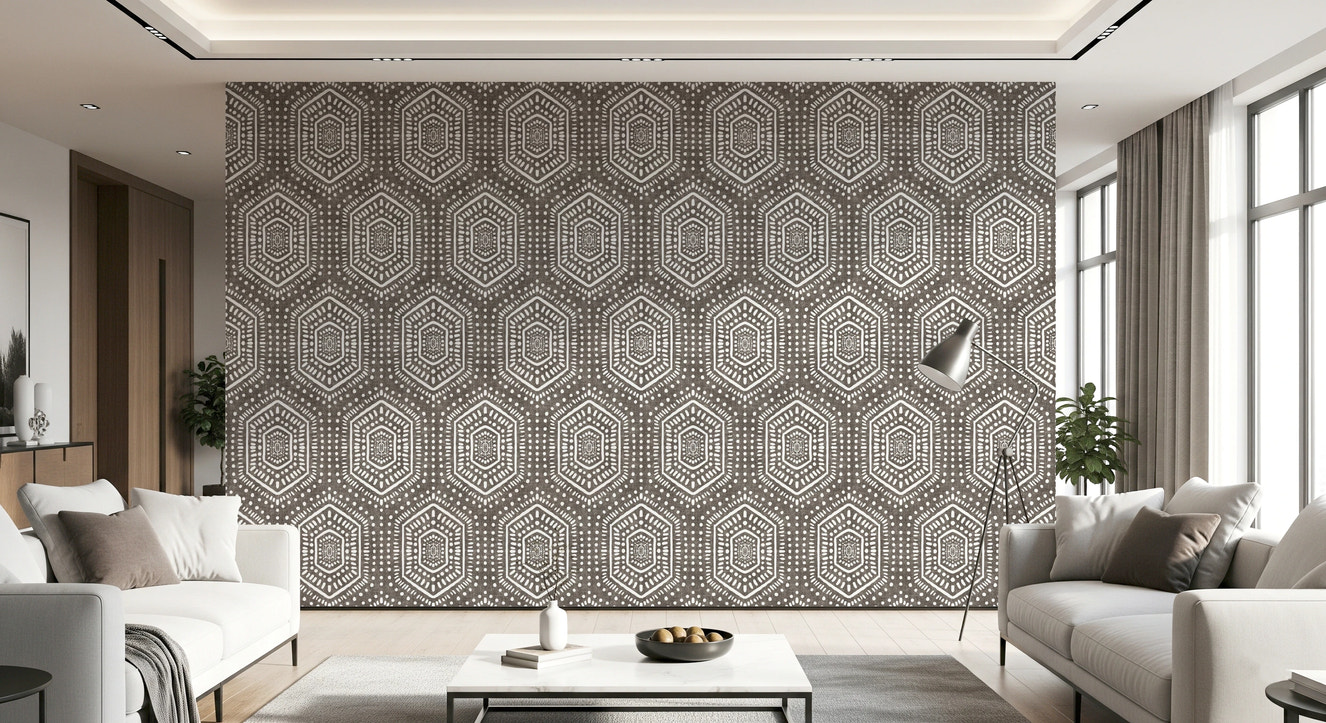 Boho Painted Grunge Dark Bark Wallpaper⁠