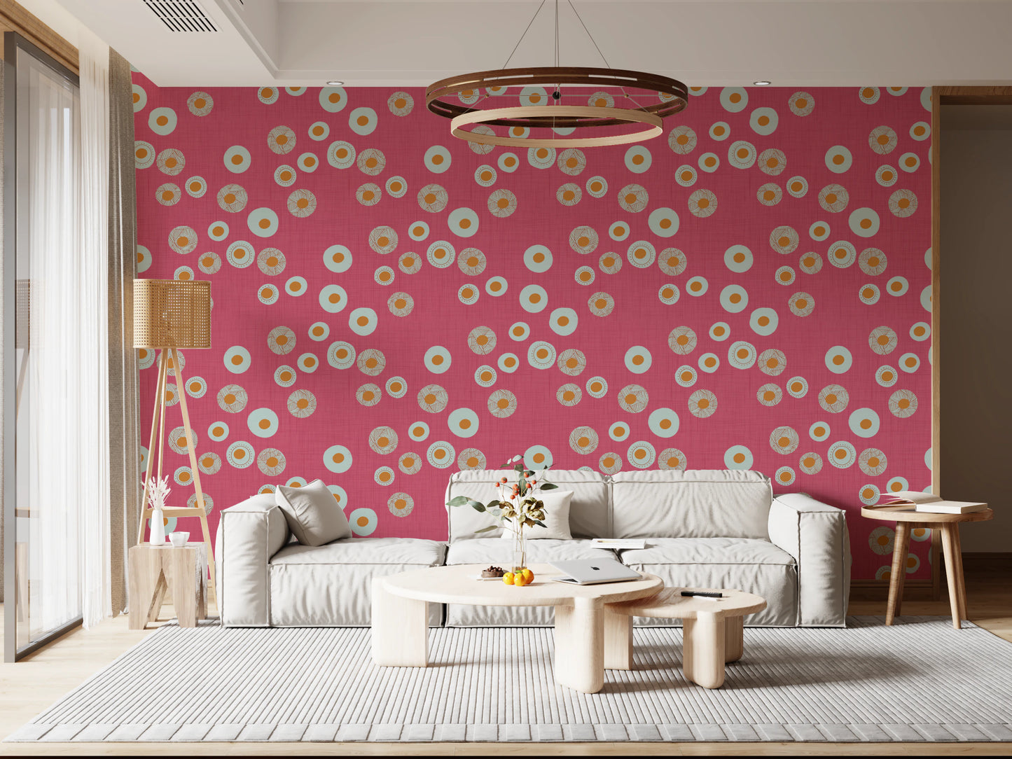 Cozy Scandi Folk Dot Floral Rose Clay - Craft Circle Wallpaper⁠