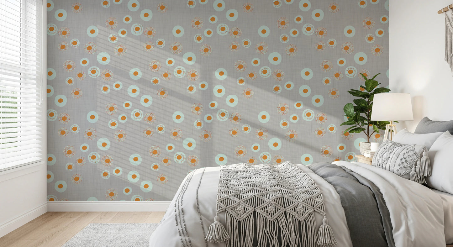 Cozy Scandi Folk Dot Floral Warm Linen - Craft Circle Wallpaper⁠