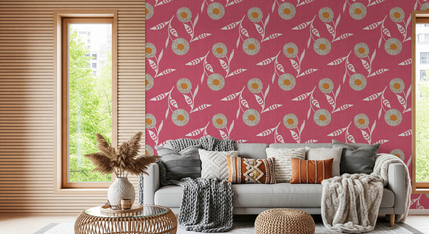 Cozy Scandi Flower Rose Clay - Craft Botanical Wallpaper⁠