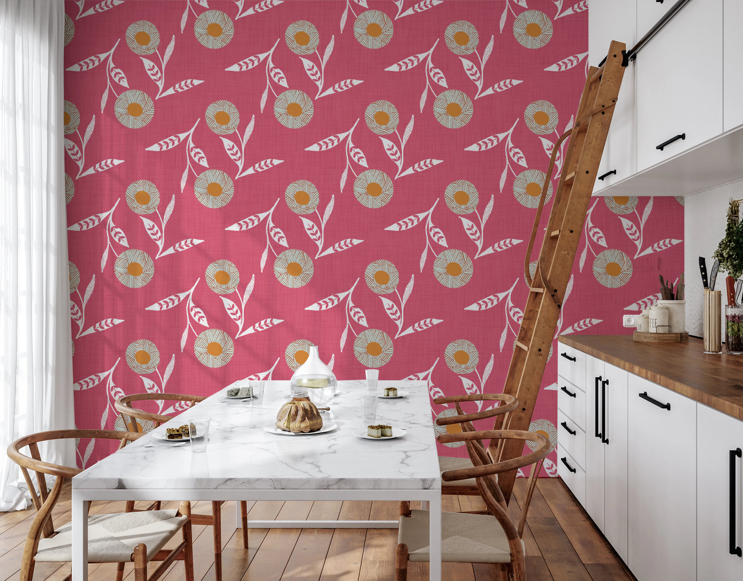 Cozy Scandi Flower Rose Clay - Craft Botanical Wallpaper⁠