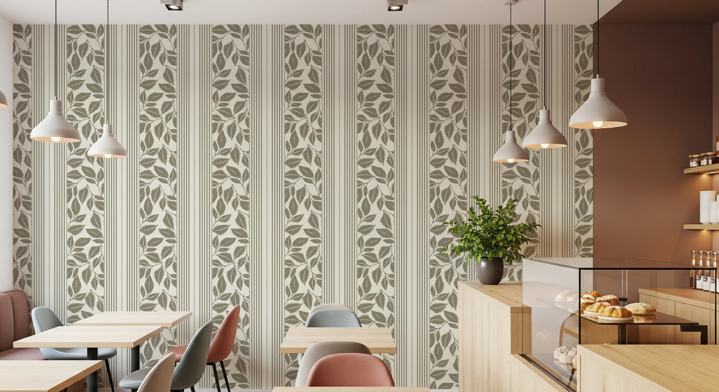 Vintage Trailing Foliage Olive Green Wallpaper⁠