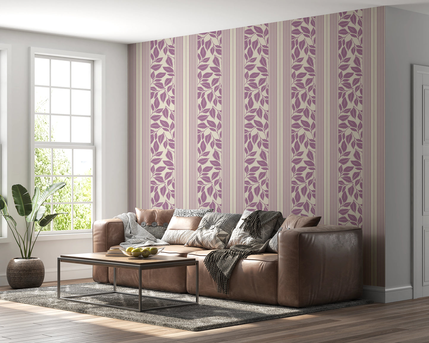 Vintage Trailing Foliage Lavender Wallpaper⁠