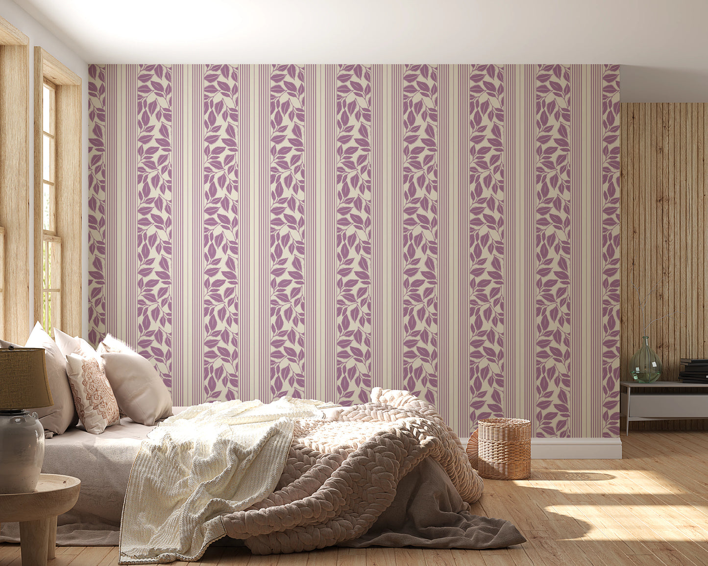 Vintage Trailing Foliage Lavender Wallpaper⁠