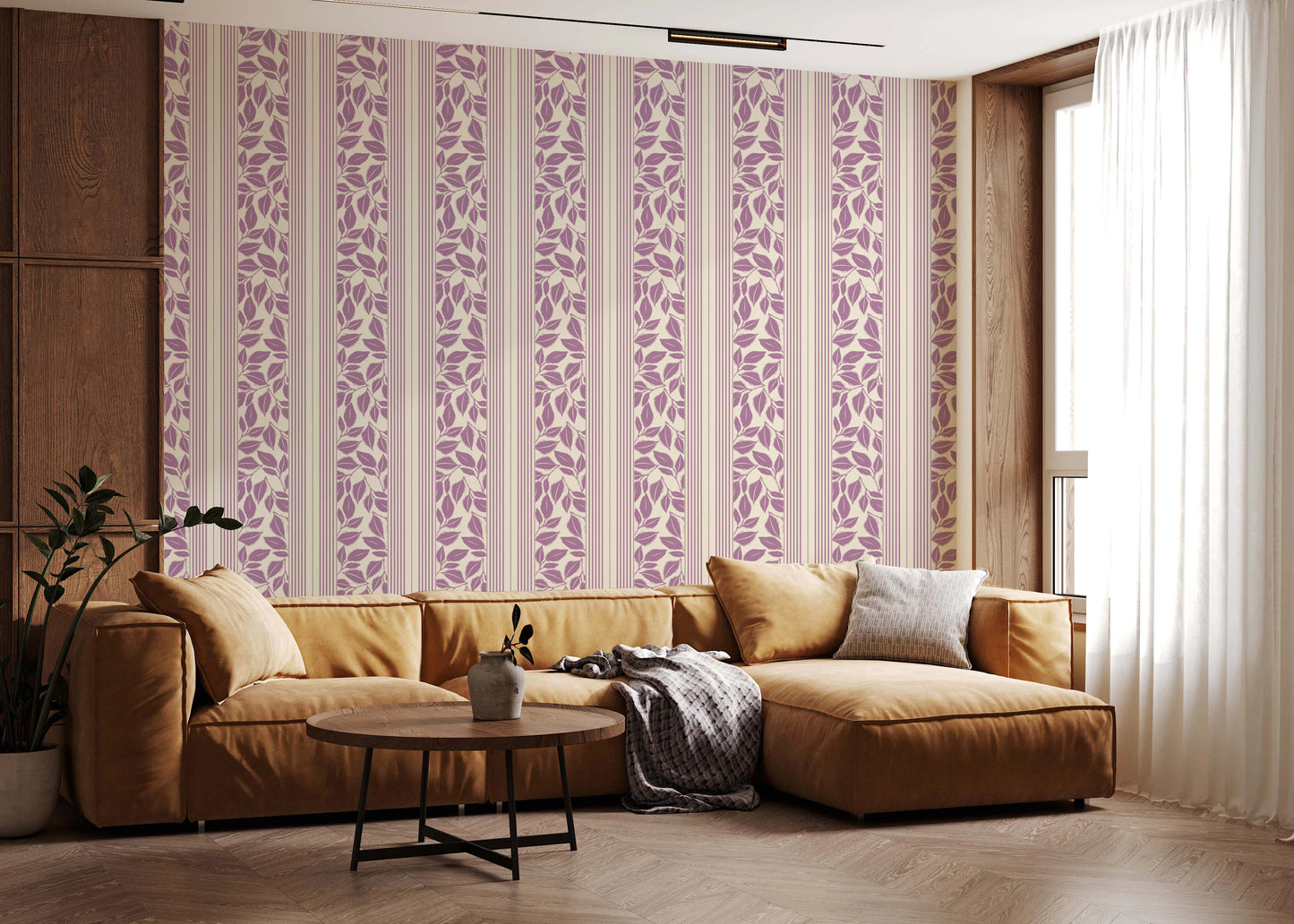 Vintage Trailing Foliage Lavender Wallpaper⁠