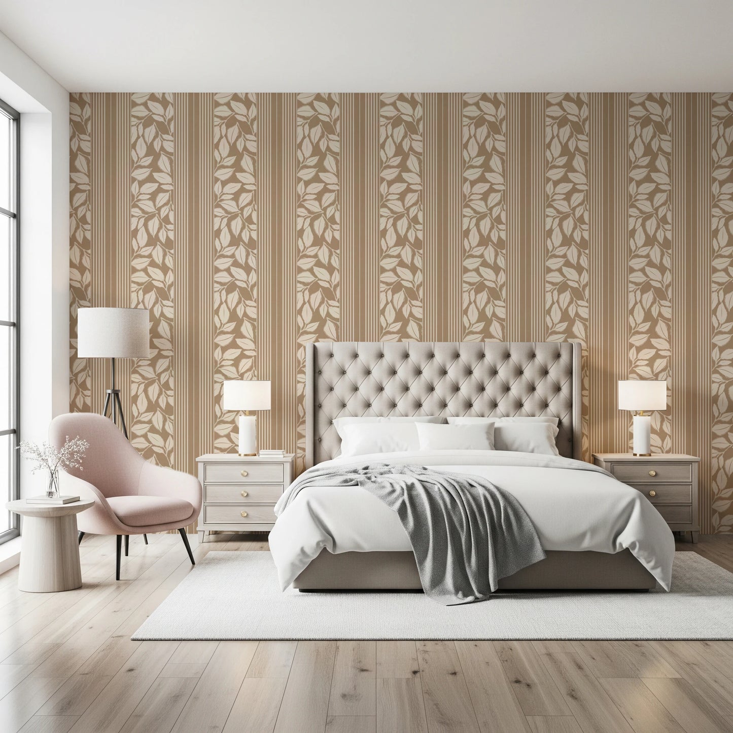 Vintage Trailing Foliage Tan Wallpaper⁠