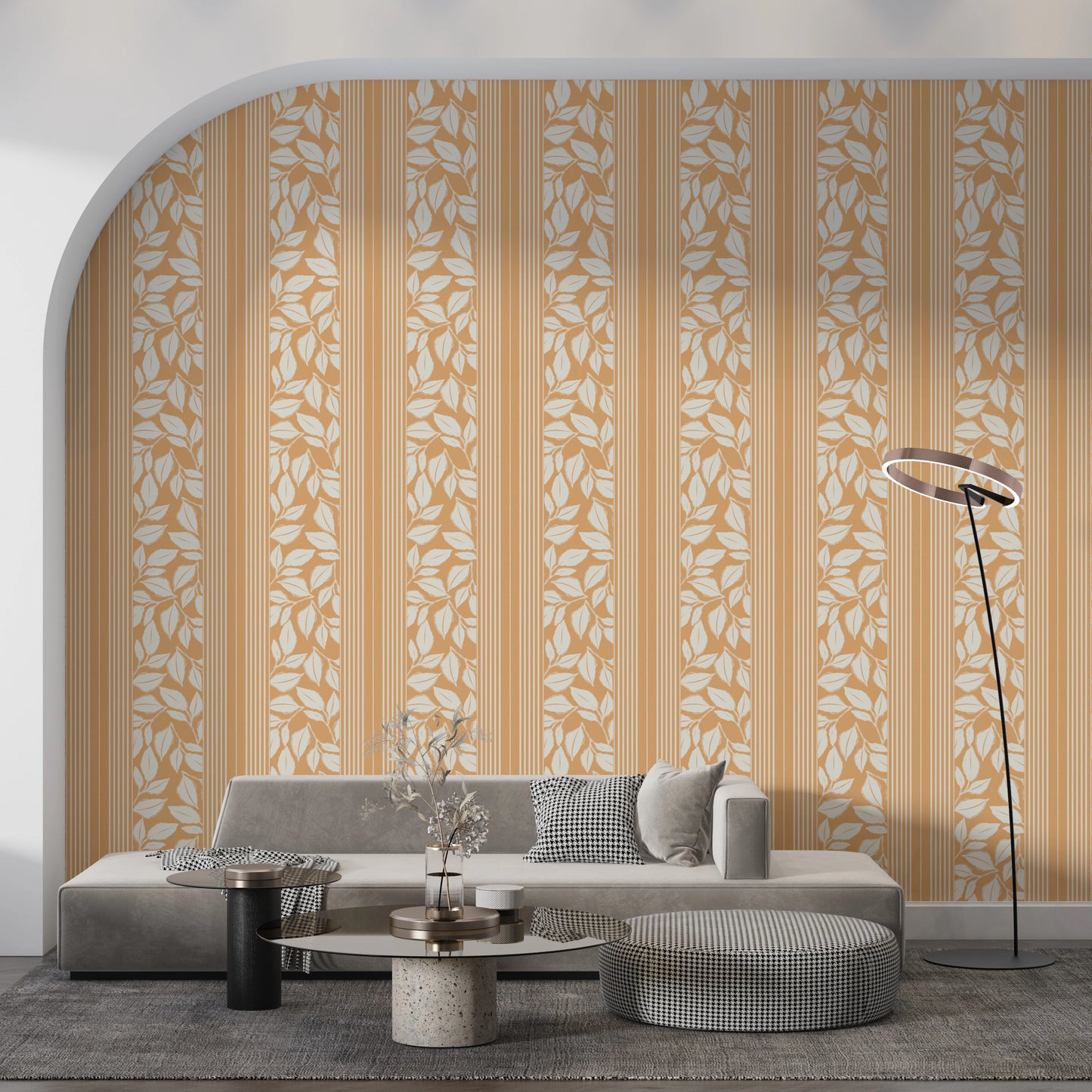 Vintage Trailing Foliage Golden Wallpaper⁠