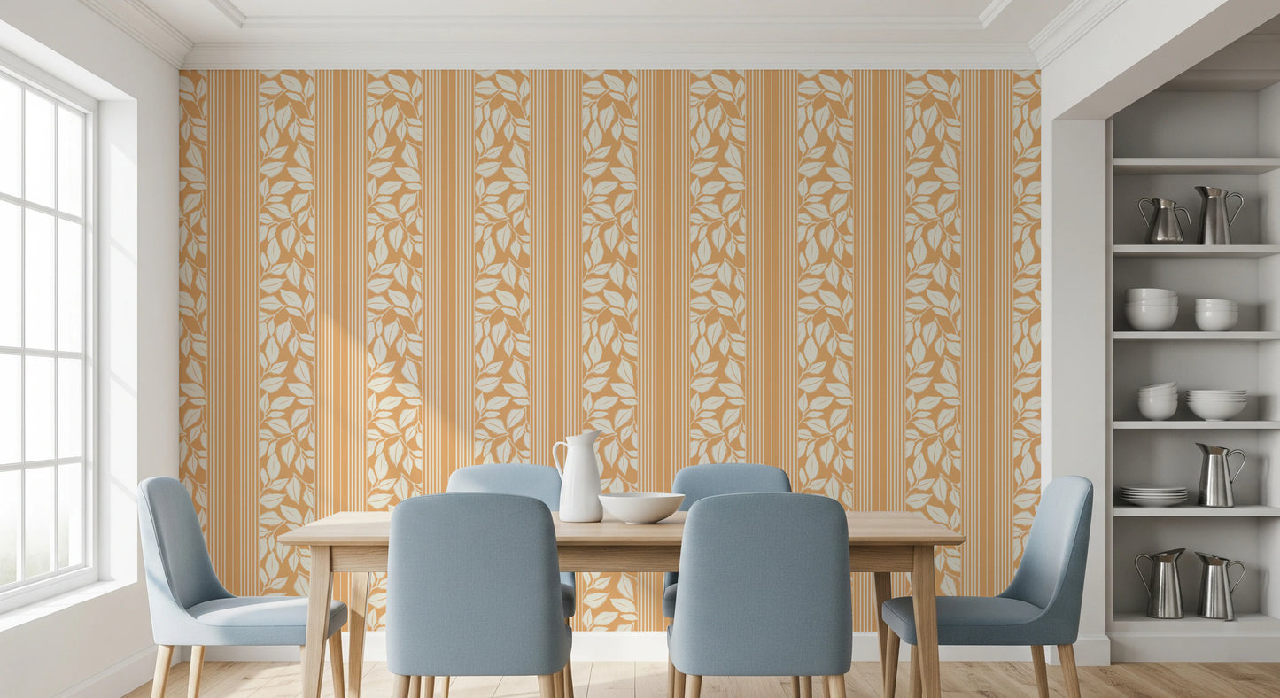 Vintage Trailing Foliage Golden Wallpaper⁠