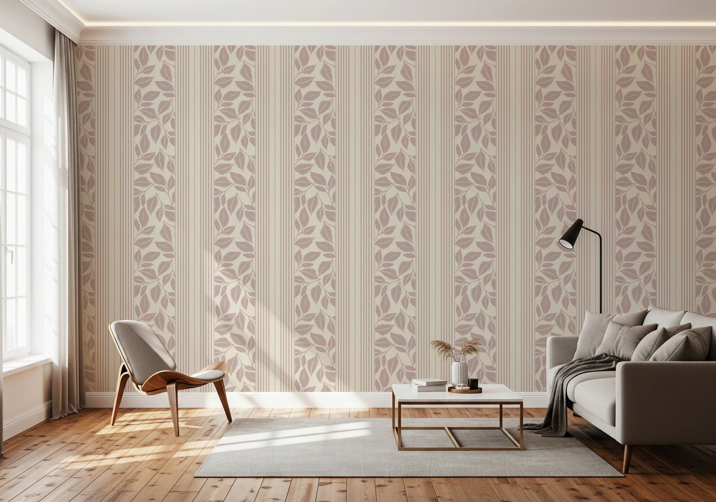 Vintage Trailing Foliage Mauve Wallpaper⁠