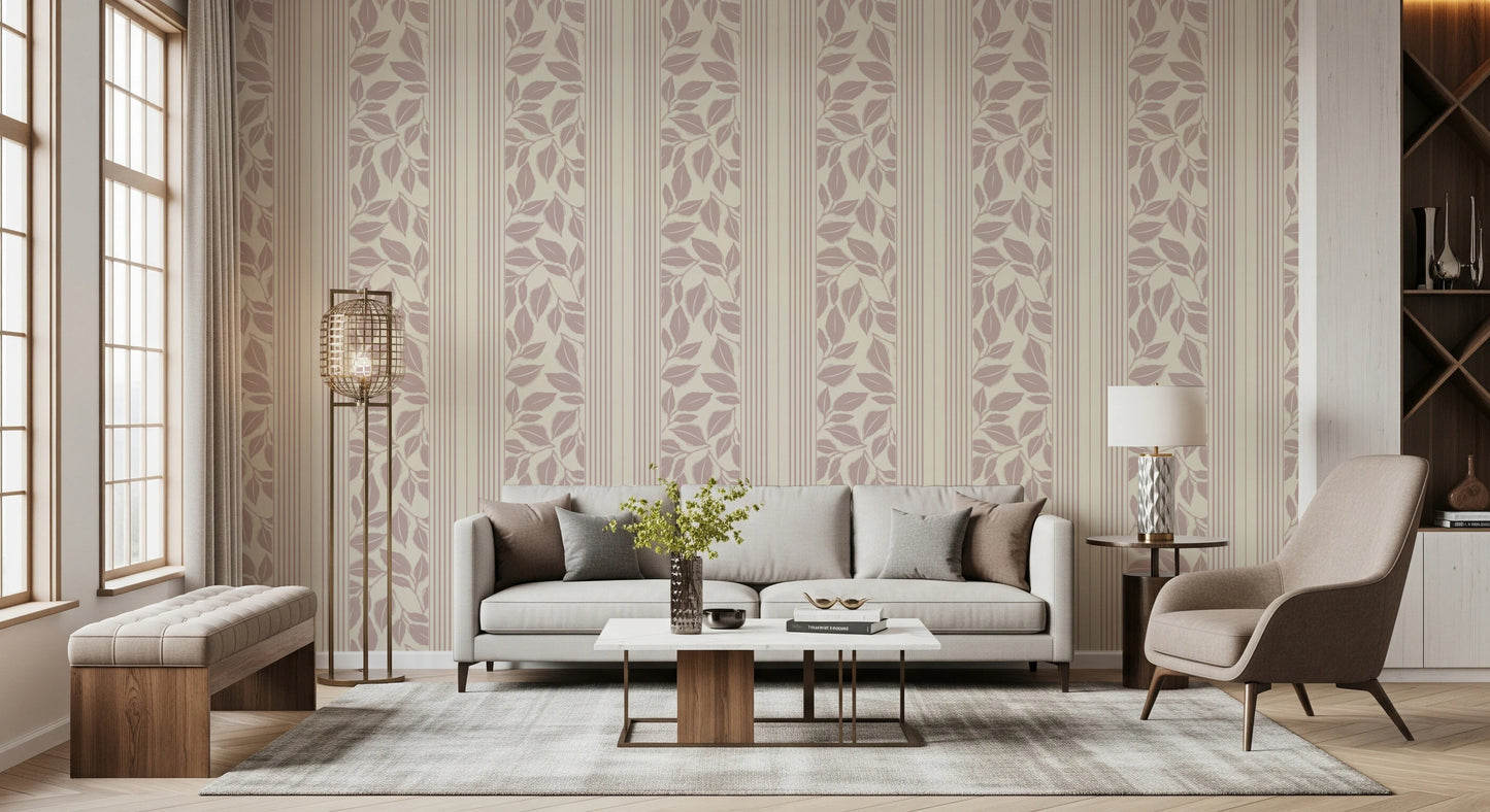 Vintage Trailing Foliage Mauve Wallpaper⁠