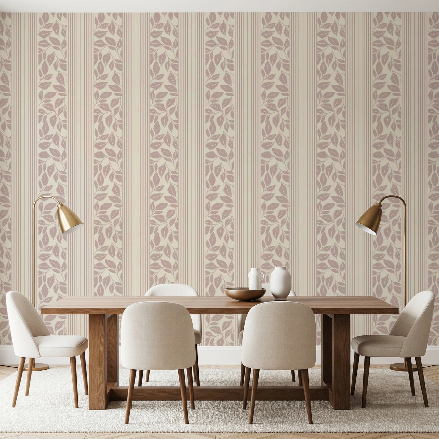 Vintage Trailing Foliage Mauve Wallpaper⁠