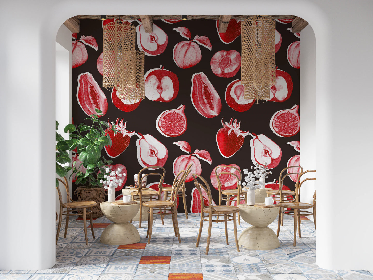 Ruby Retro Fruit Harvest Wall Mural