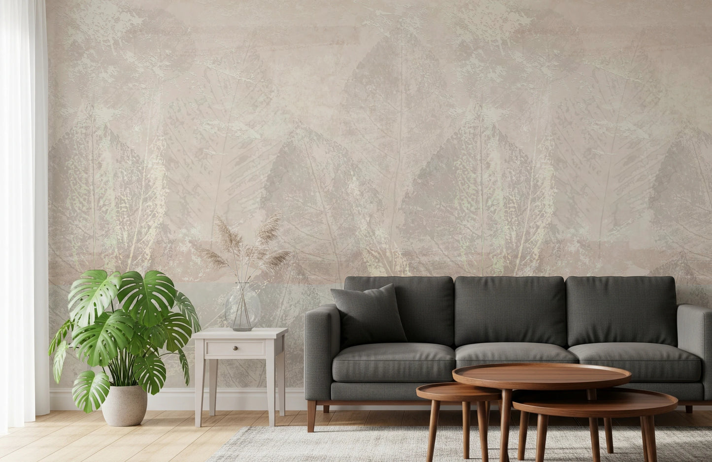 Cream Leaf Texture Wallpaper