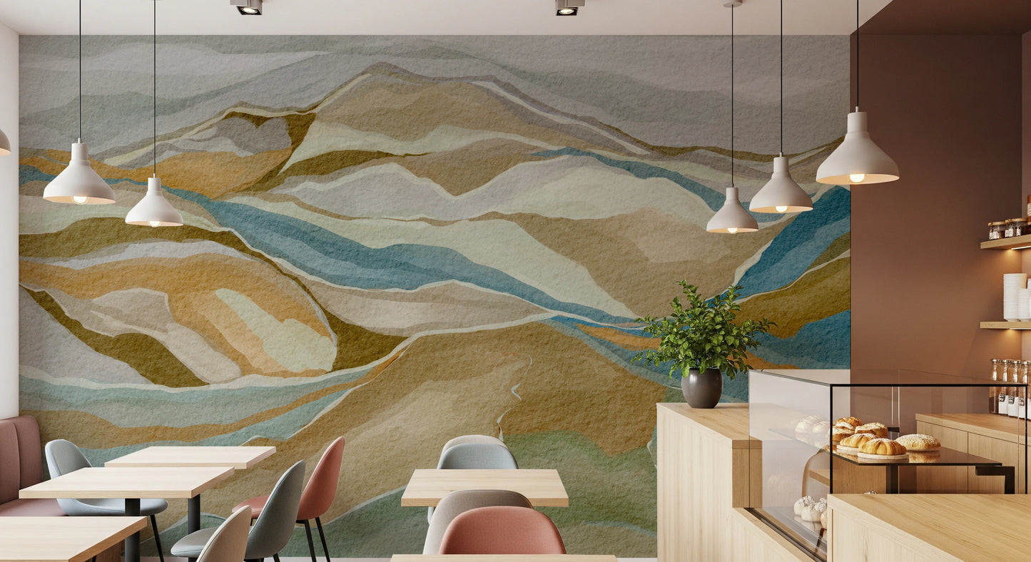 Watercolor Ridge view Wall Mural