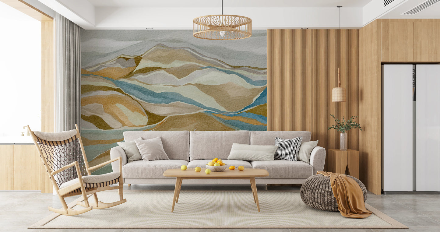 Watercolor Ridge view Wall Mural