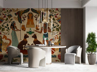Textured Ancient Echoes Wall Mural with geometric motifs in a home office.