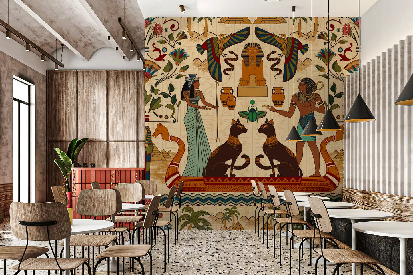 The Ancient Echoes Wall Mural featuring nature and figures.