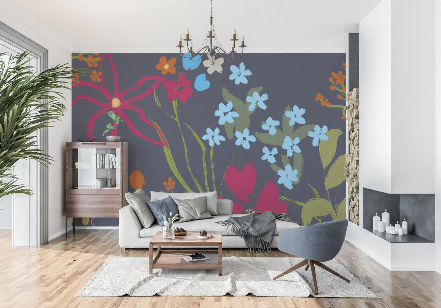 Cheerful Floral Summer Wall Mural