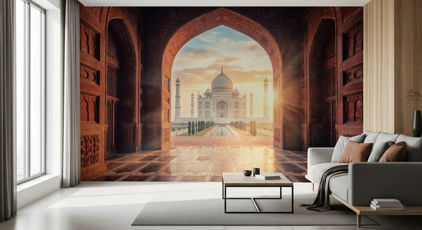 Gateway to Grandeur: Taj Mahal at Golden Hour Wall Mural
