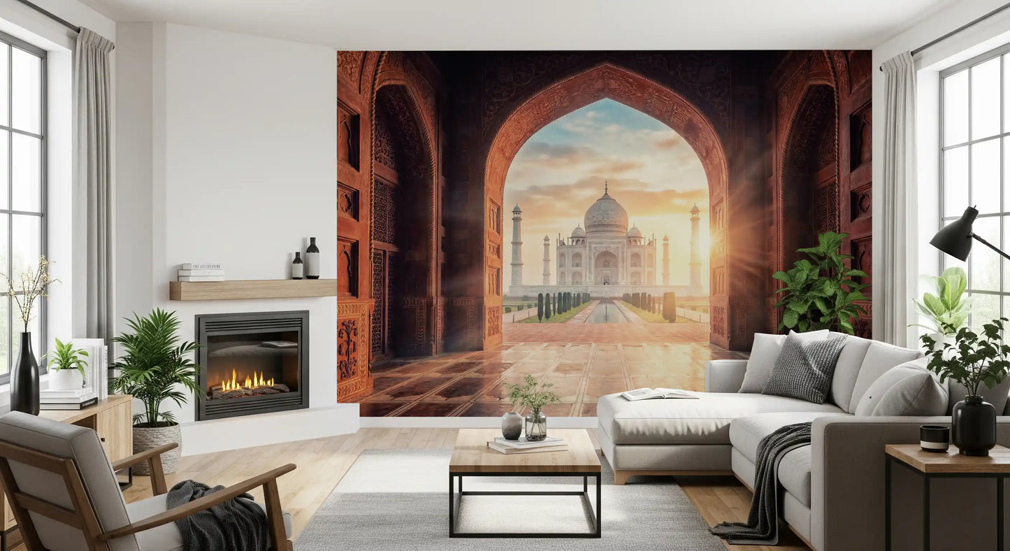 Gateway to Grandeur: Taj Mahal at Golden Hour Wall Mural