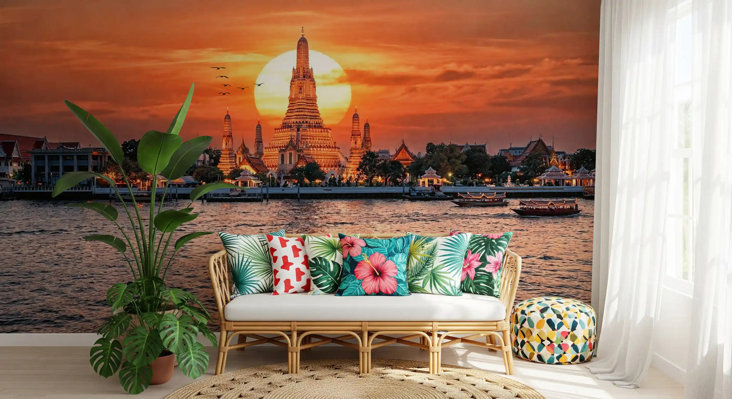 Wat Arun: Golden Horizon Sunset Wall Mural