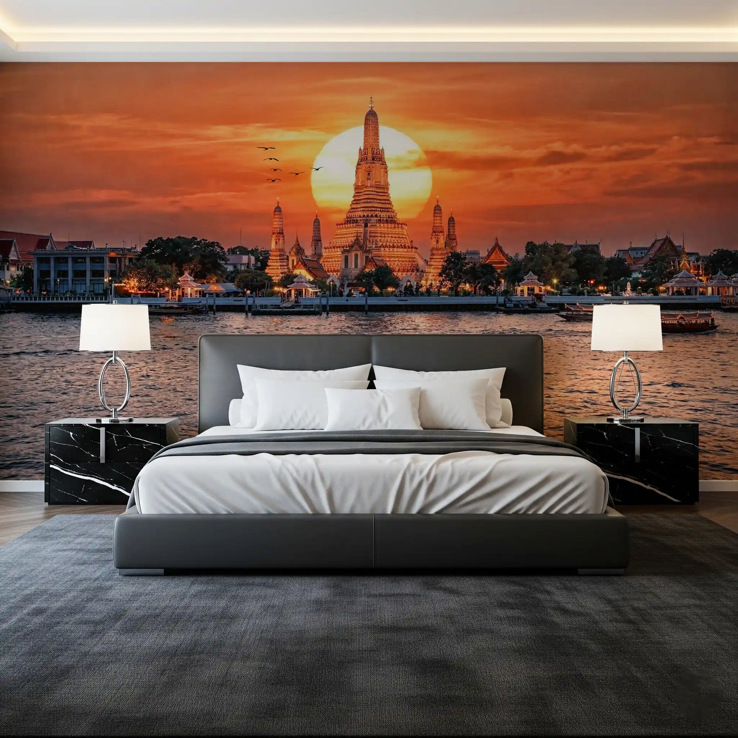 Wat Arun: Golden Horizon Sunset Wall Mural