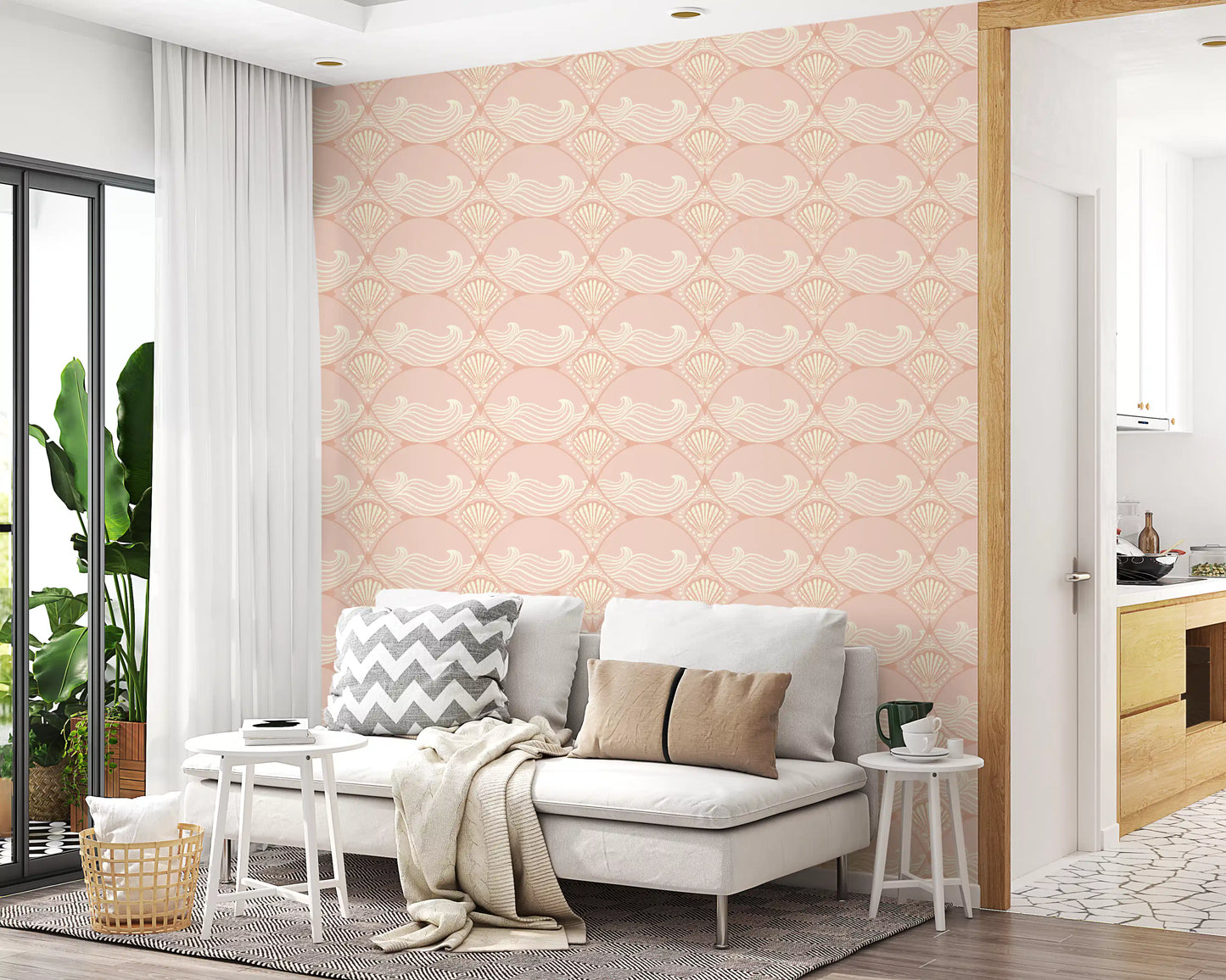 Seashell Serenity Waves Wallpaper⁠