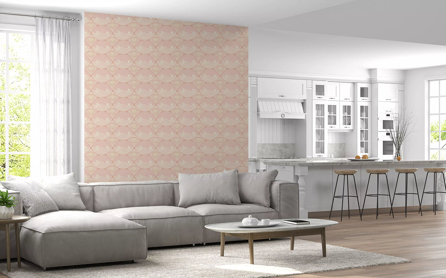 Seashell Serenity Waves Wallpaper⁠