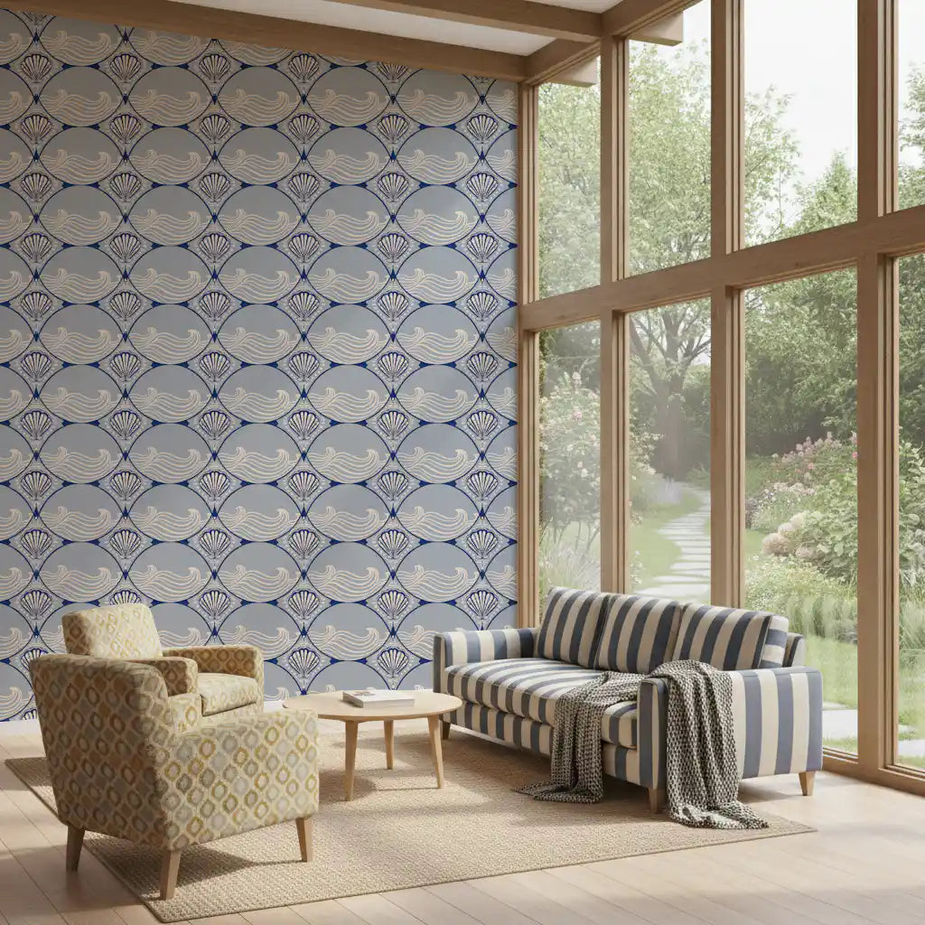 Art Deco Ocean Shells Wallpaper⁠