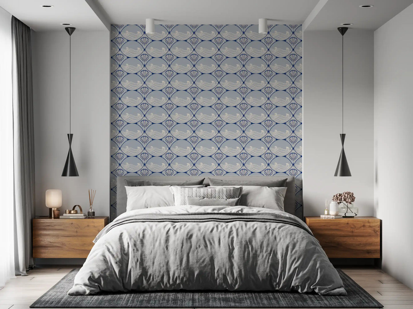 Art Deco Ocean Shells Wallpaper⁠